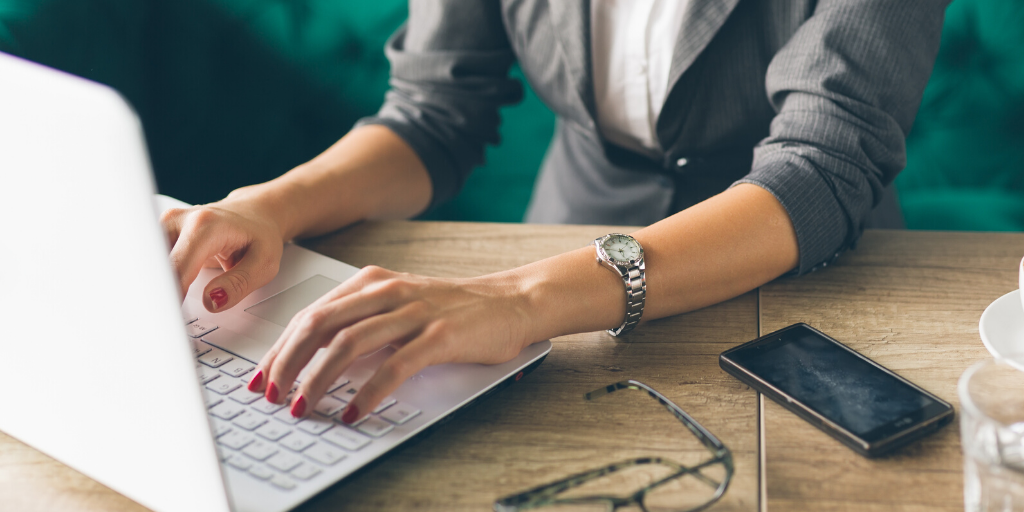 Business woman typing